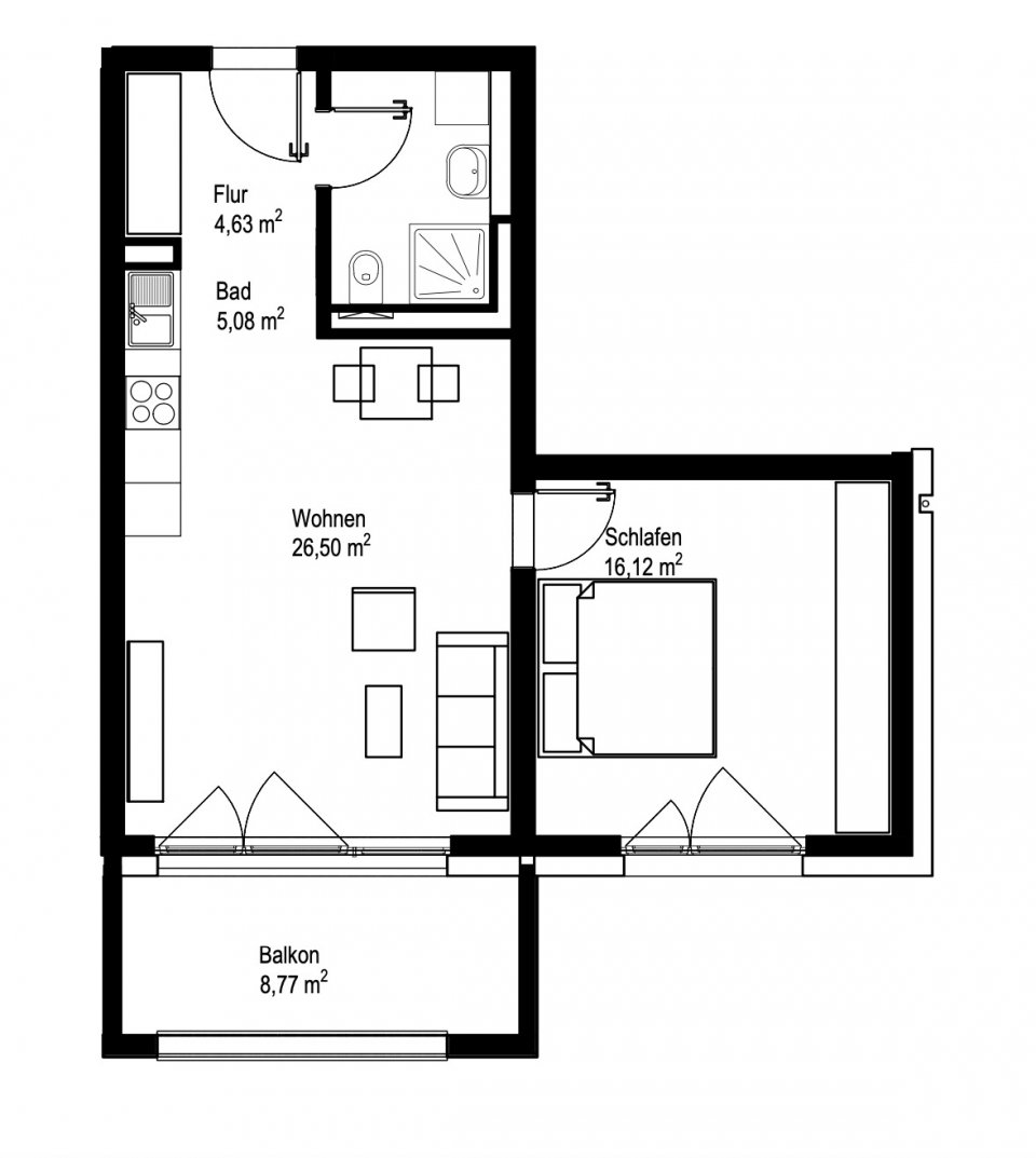 Grundriss 2-Zimmerwohnung